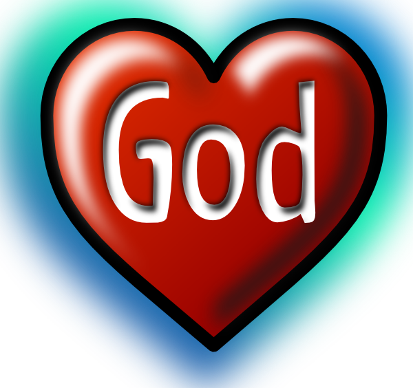 rood hart met het woord God